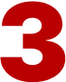 Red number three on black background.